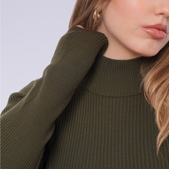 Minark Women’s Knit Ribbed Top Mock Neck Long Sleeves - Picture 2 of 4